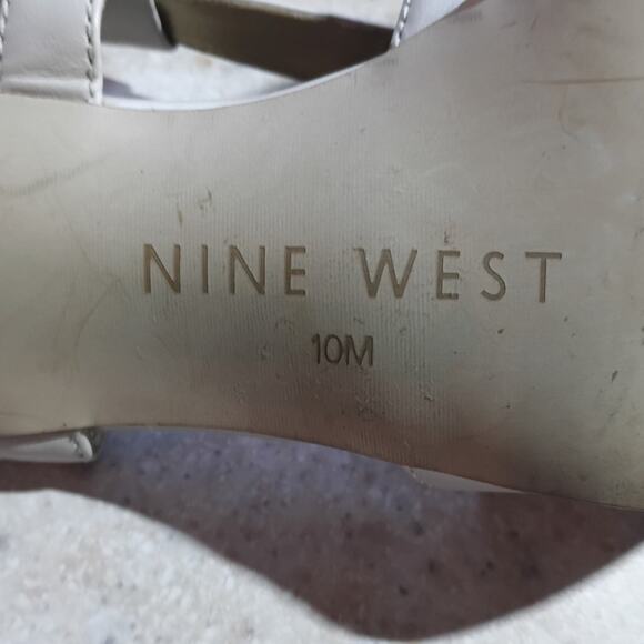 Nine West Bellonao Leather Slingback Heels Sz 10.5 Neutral Minimalist Classic - Picture 5 of 8